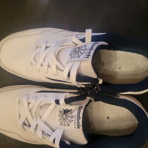 Reebok Classic White and Blue Sneakers